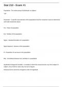 Stat 210 - Exam -1 With complete solutions latest update