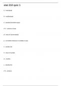 stat 210 quiz 1 With complete solutions latest update