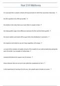 Stat 210 Midterm With complete solutions latest update