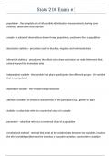 Stats 210 Exam -1 With complete solutions latest update