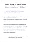 Cellular Biology Ch1 Exam Practice Questions and Answers 100&percnt; Solved
