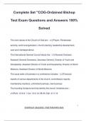 Complete Set "COG-Ordained Bishop Test Exam Questions and Answers 100&percnt; Solved