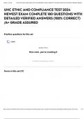 UHC ETHIC AND COMPLIANCE TEST 2024 NEWEST EXAM COMPLETE 180 QUESTIONS WITH DETAILED VERIFIED ANSWERS &lpar;100&percnt; CORRECT&rpar; &sol;A&plus; GRADE ASSURED