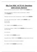 Hip Test MSC ACTUAL Questions and Correct Answers