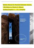 Solution Manual for Financial Statement Analysis&comma; 13th Edition by Charles H&period; Gibson&comma;  Verified Chapter's 1 - 13 &vert; Complete GRADED A&plus;