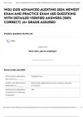 WGU D251 ADVANCED AUDITING 2024 NEWEST EXAM AND PRACTICE EXAM 400 QUESTIONS WITH DETAILED VERIFIED ANSWERS &lpar;100&percnt; CORRECT&rpar; &sol;A&plus; GRADE ASSURED