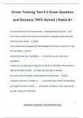 Driver Training Test &num; 2 Exam Question and Answers 100&percnt; Solved &vert; Rated A&plus;