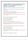 FLORIDA PERSONAL LINES LICENSE EXAM LATEST  2024-2025 ACTUAL EXAM 100 QUESTIONS AND CORRECT ANSWERS&vert;AGRADE 