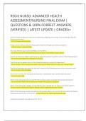 REGIS NU650&colon; ADVANCED HEALTH  ASSESSMENT&sol;NURSING FINAL EXAM &vert;  QUESTIONS & 100&percnt; CORRECT ANSWERS  &lpar;VERIFIED&rpar; &vert; LATEST UPDATE &vert; GRADEA&plus;