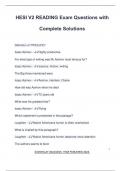HESI V2 READING Exam Questions with Complete Solutions
