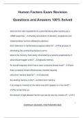 Human Factors Exam Revision Questions and Answers 100&percnt; Solved