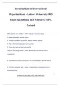 Introduction to International Organizations - Leiden University IRO Exam Questions and Answers 100&percnt; Solved