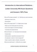Introduction to International Relations - Leiden University IRO Exam Questions and Answers 100&percnt; Pass