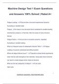Machine Design Test 1 Exam Questions and Answers 100&percnt; Solved &vert; Rated A&plus;