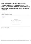 HESI COMMUNITY HEALTH 2024 EXAM 3 VERSIONS EACH WITH 55 QUESTIONS WITH DETAILED VERIFIED ANSWERS &lpar;100&percnt; CORRECT&rpar; FROM PAST PAPERS&sol;BRAND NEW&excl;&excl; &sol;A&plus; GRADE ASSURED