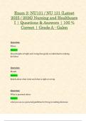 Exam 2&colon; NU131 &sol; NU 131 &lpar;Latest 2025 &sol; 2026&rpar; Nursing and Healthcare I &vert; Questions & Answers &vert; 100 &percnt; Correct &vert; Grade A - Galen