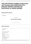WGU C957 APPLIED ALGEBRA OA 2024 EXAM &sol;ACTUAL REAL EXAM QUESTIONS WITH DETAILED VERIFIED ANSWERS AND RATIONALES &sol;A&plus; GRADE ASSURED