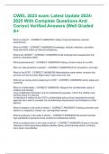 CWEL 2023 exam Latest Update 2024- 2025 With Complete Questions And Correct Verified Answers &vert;Well Graded A&plus;