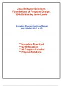 Solutions for Java Software Solutions Foundations of Program Design&comma; 10th Edition by Lewis - 2025 Published &lpar;All Chapters included&rpar;