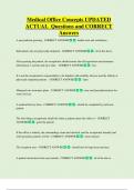 Medical Office Concepts UPDATED  ACTUAL Questions and CORRECT  Answers