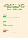 Exam 3&colon; NU 131 &sol; NU131 &lpar;Latest 2025 &sol; 2026&rpar; Nursing and Healthcare I &vert; Questions & Answers &vert; 100 &percnt; Correct &vert; Grade A - Galen