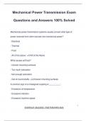 Mechanical Power Transmission Exam Questions and Answers 100&percnt; Solved