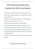 MFT National Exam Study Guide Questions with 100&percnt; Correct Answers