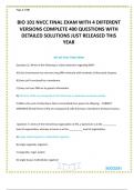 BIO 101 NVCC FINAL EXAM WITH 4 DIFFERENT VERSIONS COMPLETE 400 QUESTIONS WITH DETAILED SOLUTIONS JUST RELEASED THIS YEAR