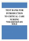 TEST BANK FOR Introduction to Critical Care Nursing 7th Edition by Mary Lou Sole&comma; Deborah Goldenberg Klein & Marthe J&period; Moseley &comma; ISBN&colon; 9780323377034 &vert;Chapter 1-21 Complete Guide A&plus;&vert; Latest Updated Version