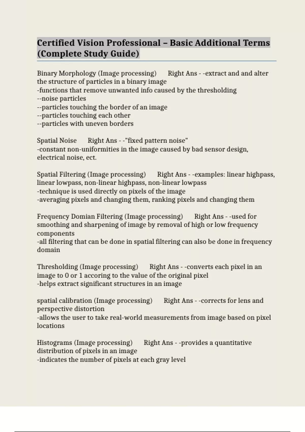 Certified Vision Professional – Basic Additional Terms (Complete Study ...