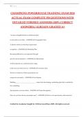 CHAMPIONS POWERHOUSE TRAINING EXAM 2024 ACTUAL EXAM COMPLETE 350 QUESTIONS WITH DETAILED VERIFIED ANSWERS &lpar;100&percnt; CORRECT ANSWERS&rpar; &sol; ALREADY GRADED A&plus;