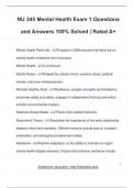 NU 345 Mental Health Exam 1 Questions and Answers 100&percnt; Solved &vert; Rated A&plus;