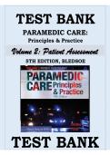 Paramedic Care Principles and Practice 5th Edition Volume 2 ALL CHAPTERS Test Bank paramedic care&colon; principles practice 5e &lpar;bledsoe&rpar; volume patient assessment