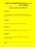  APHY 102 MIDTERM EXAM - IVY TECH QUESTIONS AND ANSWERS 2024