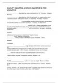 QUALITY CONTROL &lpar;EXAM 1&rpar; QUESTIONS AND ANSWERS