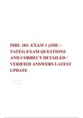   PHIL 101&colon; EXAM 1 &lpar;JMU - YATES&rpar; EXAM QUESTIONS AND CORRECT DETAILED &sol; VERIFIED ANSWERS LATEST UPDATE