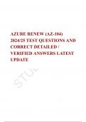   AZURE RENEW &lpar;AZ-104&rpar; 2024&sol;25 TEST QUESTIONS AND CORRECT DETAILED &sol; VERIFIED ANSWERS LATEST UPDATE