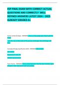 ESP FINAL EXAM WITH CORRECT ACTUAL QUESTIONS AND CORRECTLY  WELL DEFINED ANSWERS LATEST 2024 &ndash; 2025  ALREADY GRADED A&plus;   