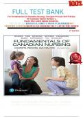 FULL TEST BANK For Fundamentals Of Canadian Nursing&colon; Concepts Process And Practice  4th Canadian Edition Barbara J&period; Kozier Isbn Latest Update Graded A&plus;