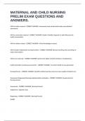 MATERNAL AND CHILD NURSING PRELIM EXAM QUESTIONS AND ANSWERS&period;