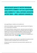  WELOCALIZE QUALITY RATER PROGRAM EXAM WITH CORRECT ACTUAL QUESTIONS AND CORRECTLY  WELL DEFINED ANSWERS LATEST 2024 &ndash; 2025  ALREADY GRADED A&plus; 