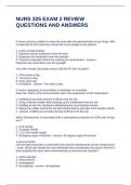 NURS 325 EXAM 2 REVIEW QUESTIONS AND ANSWERS