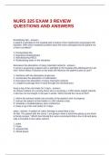   NURS 325 EXAM 3 REVIEW QUESTIONS AND ANSWERS