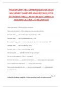 WASHINGTON STATE DRIVERS LICENSE EXAM 2024 NEWEST COMPLETE 100 QUESTIONS WITH DETAILED VERIFIED ANSWERS &lpar;100&percnt; CORRECT&rpar; ALREADY GRADED A&plus; &sol;&sol; BRAND NEW