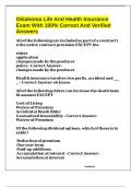 Oklahoma Life And Health Insurance Exam With 100&percnt; Correct And Verified Answers