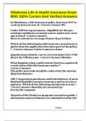 Oklahoma Life & Health Insurance Exam With 100&percnt; Correct And Verified Answers