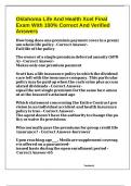 Oklahoma Life And Health Xcel Final Exam With 100&percnt; Correct And Verified Answers 
