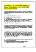 Oklahoma Life And Health Insurance Exam Study Guide Part 4 With 100&percnt; Complete Solution