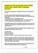 Oklahoma Life And Health Exam Study Guide Part 3 With 100&percnt; Complete Solution