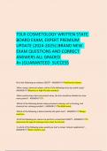  TDLR COSMETOLOGY WRITTEN STATE BOARD EXAM&comma; EXPERT PREMIUM UPDATE &lpar;2024-2025&rpar;&vert;BRAND NEW  EXAM QUESTIONS AND CORRECT ANSWERS ALL GRADED A&plus;&vert;GUARANTEED  SUCCESS